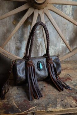 LEATHER AND VODKA PAPILLION PM CHOCOLATE 35CT BISBEE TURQUOISE BAG -Johny Clothing Shop 0D6A0044