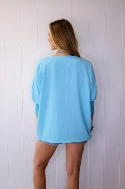 IVY JANE DOLMAN SLEEVE V-NECK RIB TOP- AQUA -Johny Clothing Shop 0D6A0100