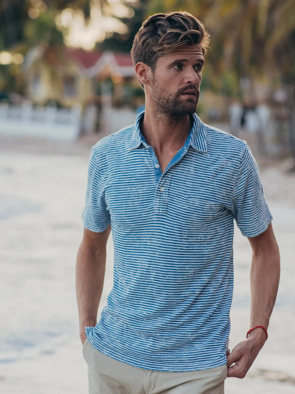FAHERTY INDIGO STRIPE POLO 1 FAHERTY INDIGO STRIPE POLO