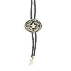 TEXAS SEAL SILVER AND BLACK BOLO TIE