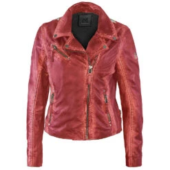 MAURITIUS WOMEN'S CHRISTY STAR WITH BUCKLES JACKET- RED -Johny Clothing Shop CHIRSTYRFREDfront