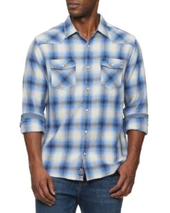 FLAG AND ANTHEM FINDLAY VINTAGE WASHED WESTERN SHIRT -Johny Clothing Shop DS SP23WS1164 FINDLAY LS VINTAGE WASH WESTERN SHIRT BLUE BLACK WHITE 975 1800x1800 e4dfcda0 a257 4c99 9824 bc7a4626d15d