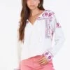 DEAR JOHN IRIS EMBROIDERY DETAIL TOP WHITE BOHO