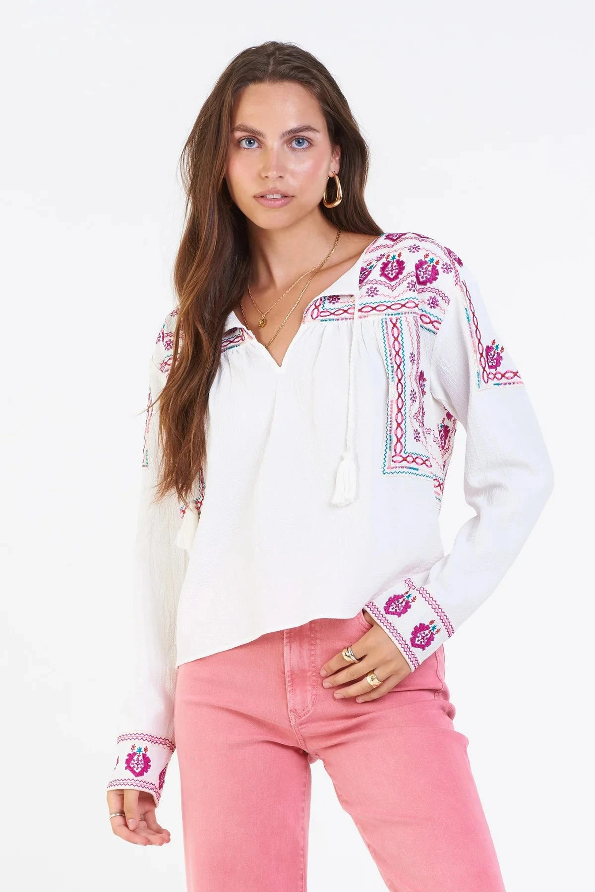 DEAR JOHN IRIS EMBROIDERY DETAIL TOP WHITE BOHO 1 DEAR JOHN IRIS EMBROIDERY DETAIL TOP WHITE BOHO