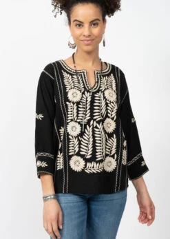 LONGSLEEVE EMBROIDERED BLOUSE 11 LONGSLEEVE EMBROIDERED BLOUSE -Johny Clothing Shop Gloria Black 2 800x1125 1