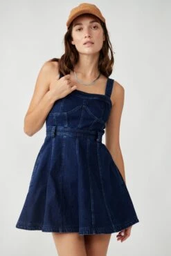 FREE PEOPLE MARGOT DENIM MINI SKIRT OVERALLS