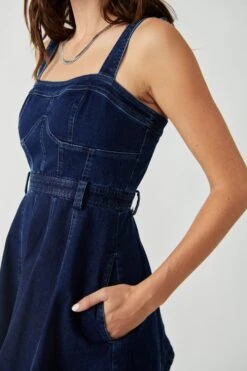 FREE PEOPLE MARGOT DENIM MINI SKIRT OVERALLS -Johny Clothing Shop OB1611969 4405 d