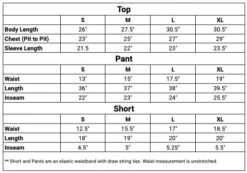 FAR WEST BAJA UNISEX PANT -Johny Clothing Shop PajamaSizeChart