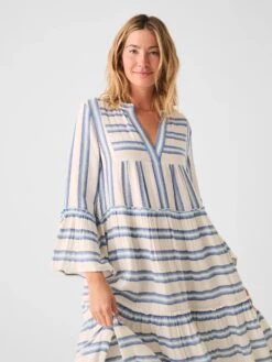 Faherty Dream Cotton Gauze Vida Midi Dress -Johny Clothing Shop SP23 faherty womens WDS2354 BBJ DREAM COTTON GAUZE VIDA MIDI DRESS BLUE BAJA crop 1 2000x b584a2ac 67f0 424c 9f63 352046732665