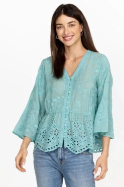 JOHNNY WAS INGRID REVEKA BLOUSE -Johny Clothing Shop c10423 2 marine blue 3