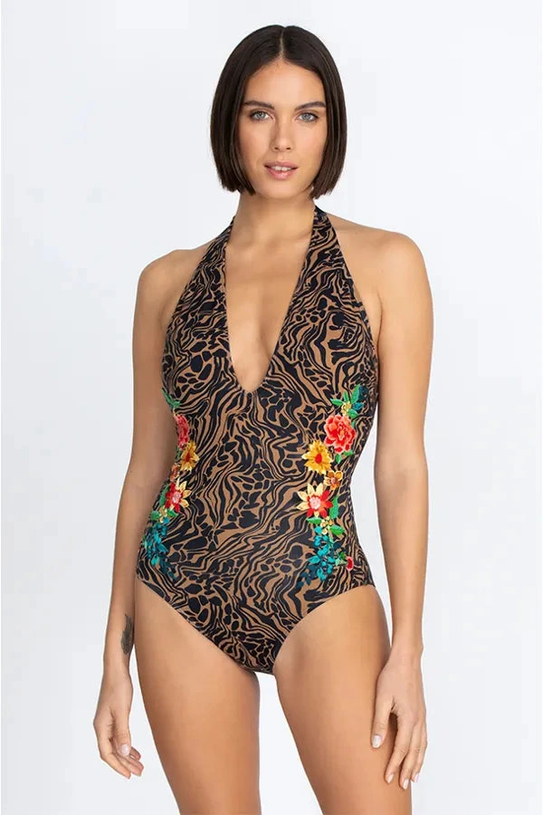 JOHNNY WAS EMBROIDERED ONE PIECE SWIMSUIT 1 JOHNNY WAS EMBROIDERED ONE PIECE SWIMSUIT