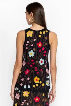 JOHNNY WAS JONI RAW EDGE V-NECK TANK -Johny Clothing Shop j18223 4 blk 4