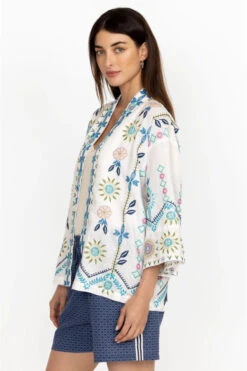 JOHNNY WAS ORIEL CROPPED LINEN KIMONO -Johny Clothing Shop j47923 2 white 3