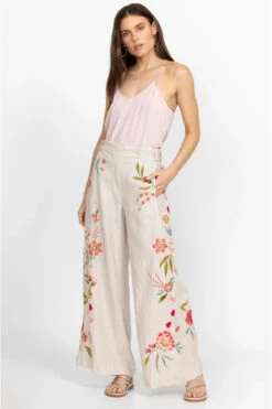 JOHNNY WAS JOYA WIDE LEG LINEN PANT -Johny Clothing Shop j66823 3 sand 3
