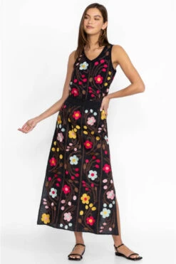 JOHNNY WAS JONI HIGH SLIT LINEN SKIRT -Johny Clothing Shop j71723 4 blk 3