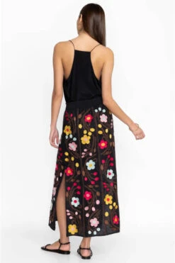 JOHNNY WAS JONI HIGH SLIT LINEN SKIRT -Johny Clothing Shop j71723 4 blk 4