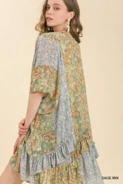 UMGEE RUFFLE SLEEVE KIMONO -Johny Clothing Shop k6486 sage mix 4