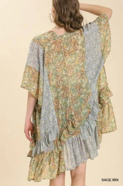 UMGEE RUFFLE SLEEVE KIMONO -Johny Clothing Shop k6486 sage mix 6