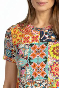 JOHNNY WAS KALIEDA FAVORITE SHORT SLEEVE CREW NECK SWING TEE -Johny Clothing Shop t11223 1 mti 5