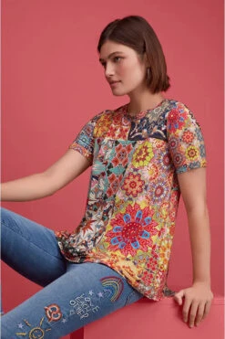 JOHNNY WAS KALIEDA FAVORITE SHORT SLEEVE CREW NECK SWING TEE -Johny Clothing Shop t11223 1 mti 7