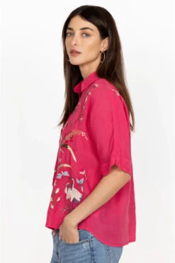 JOHNNY WAS GENIVEVE RELAXED DOLMAN BLOUSE 6 JOHNNY WAS GENIVEVE RELAXED DOLMAN BLOUSE -Johny Clothing Shop w19923 2 rose red 3