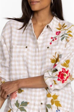 JOHNNY WAS ADELE GINGHAM POCKET BLOUSE -Johny Clothing Shop w41223 4 plaid 5